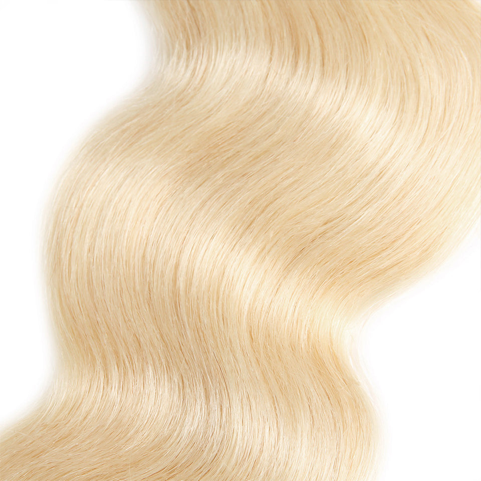 Lolly Hair 4Pcs Dark Root Body Wave Human Hair Weave Ombre Blonde 613# Natural Virgin Hair Extensions Unprocessed Body Wave 4 Bundles : LOLLYHAIR