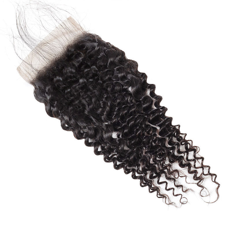 Lolly 9A Brazilian Virgin Human Hair Kinky Curly 2 Bundles With 4*4 Lace Closure : LOLLYHAIR