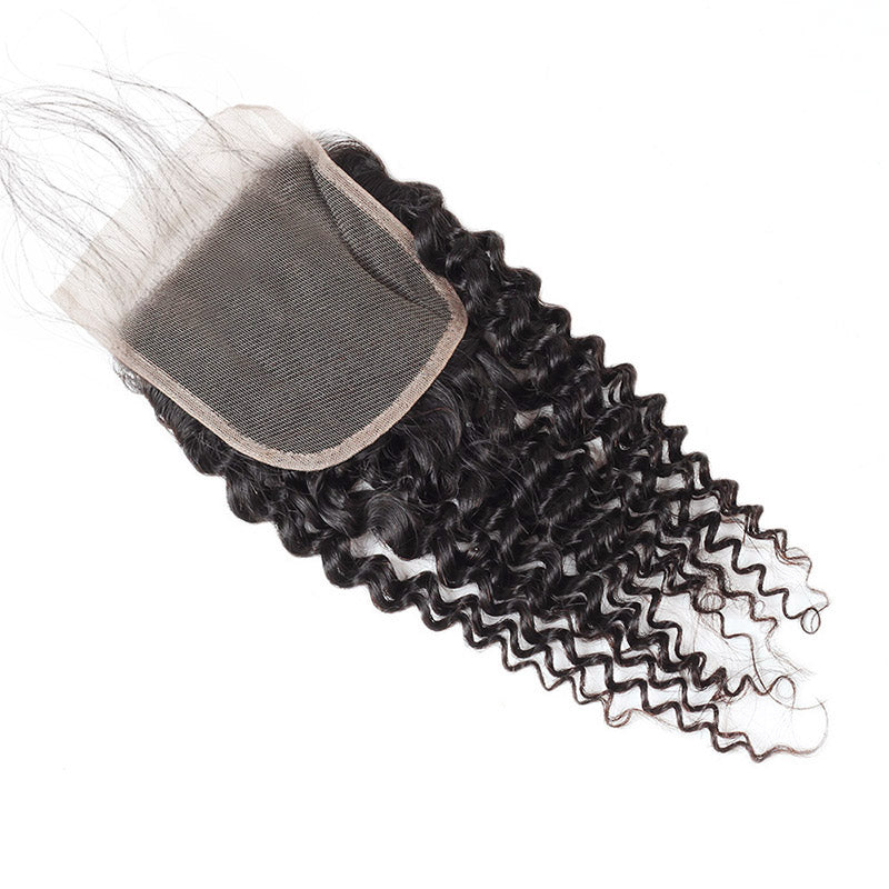 Lolly 9A Brazilian Virgin Human Hair Kinky Curly 2 Bundles With 4*4 Lace Closure : LOLLYHAIR