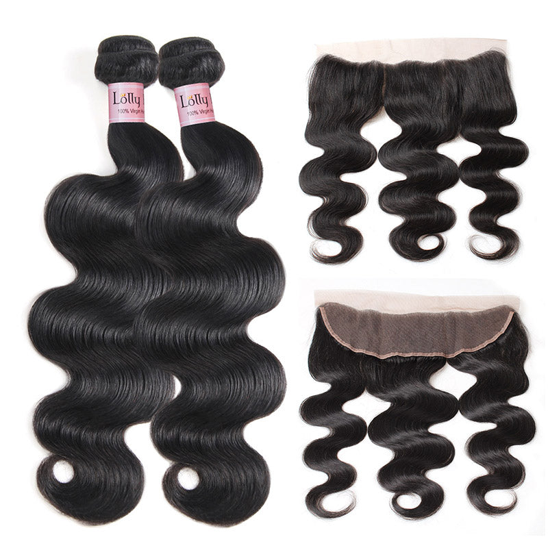 9A Malaysian Body Wave Hair 2 Bundles With 13x4 Lace Frontal Closure Lolly : LOLLYHAIR