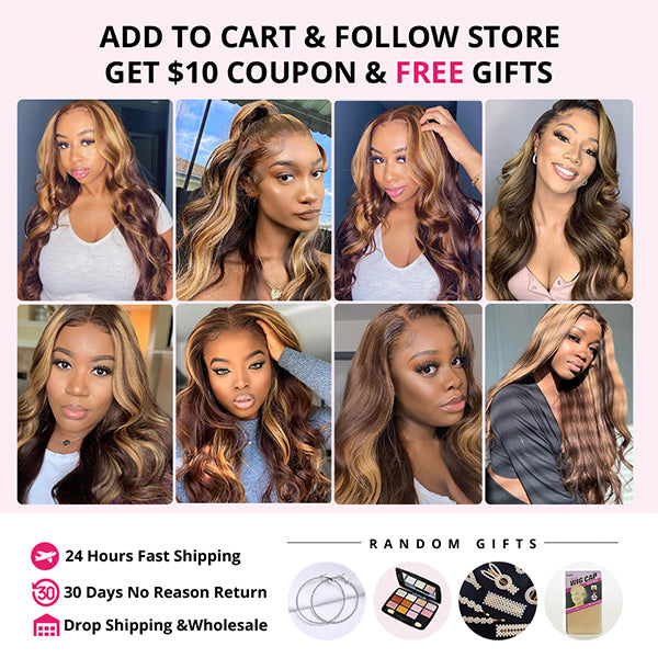 Highlight Colored Human Hair Bundles with 5x5 Closure P4/27 Body Wave Bundles with HD Lace Closure - LollyHair