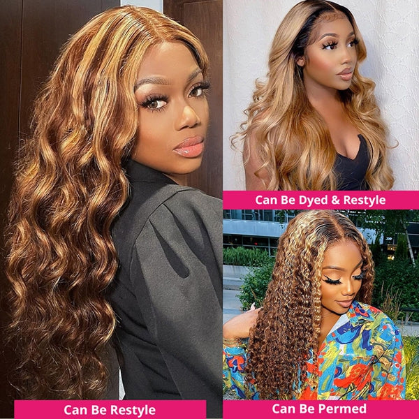 P4/27 Honey Blonde Brown Loose Deep Wave 4 Bundles Virgin Human Hair Extension 30inch - LollyHair