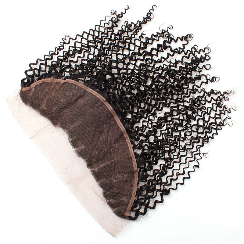 Lolly Hair Peruvian Unprocessed Kinky Curly Human Hair 2 Bundles With 13x4 Lace Frontal Closure 9A : LOLLYHAIR