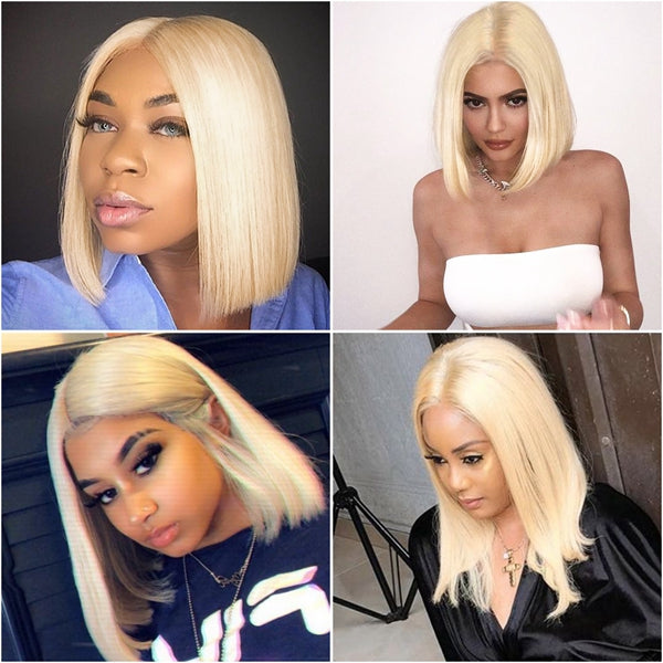 13x4 613 Blonde Bob Wigs Short Straight Bob Lace Frontal Wigs for Women - LollyHair