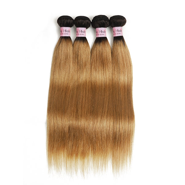 Straight Human Hair Bundles Deal 1B 27 Ombre Bundles Honey Blonde Human Hair Extension