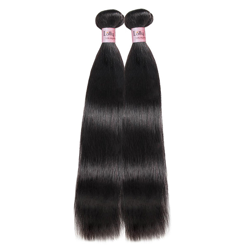 Lolly Hair Virgin Peruvian Straight Hair 2 Bundles With 4*4 Lace Closure 9A : LOLLYHAIR
