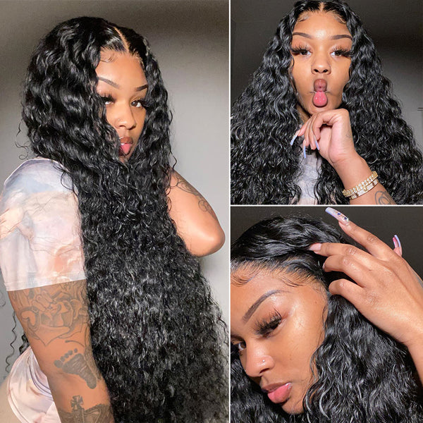 Water Wave Bundles with Frontal 100% Vigirn Human Hair Bundles with Lace Frontal - LollyHair