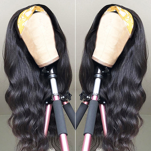 Headband Wig Human Hair 150% Brazilian Body Wave Wig for Women Glueless Scarf Wig - LollyHair