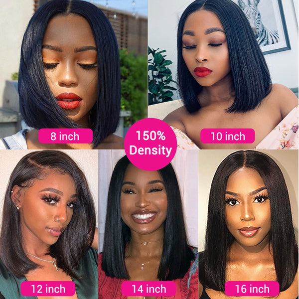 Bob Lace Front Wigs 13x4 Straight Lace Front Wig Pre Plucked 150% Bob Closure Wig - LollyHair