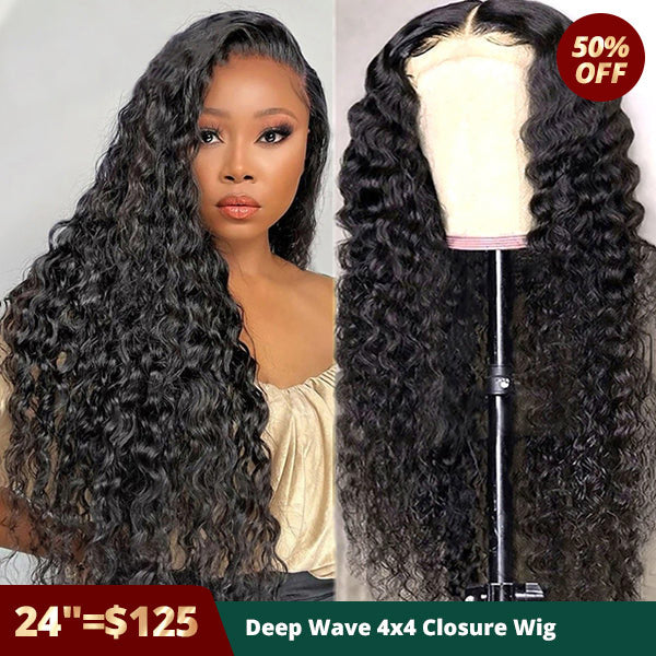 [Christmas Sale]HD Lace Glueless Water Wave 4x4 HD Lace Closure Wig 180% Density Flash Sale