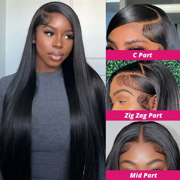 Lolly 40 Inch Long 13x6 Straight HD Lace Front Wigs Pre Plucked Bleached Knots 250% Density Brazilian Human Hair Lace Wigs