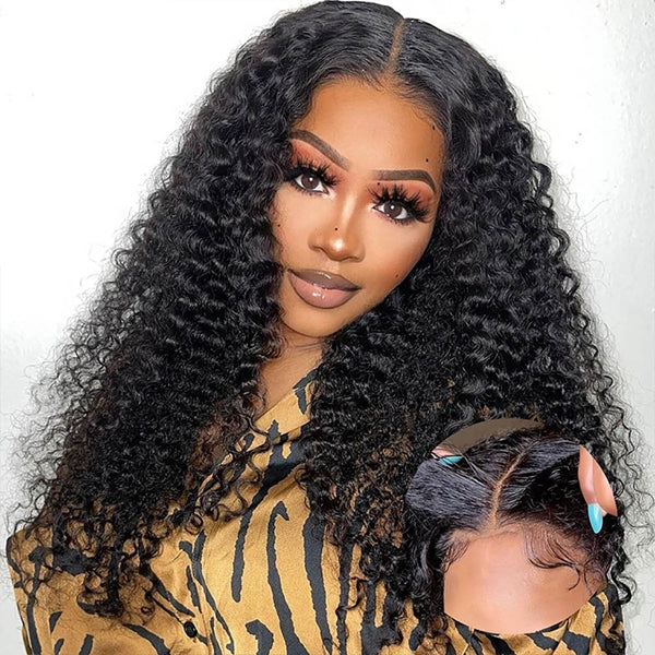 Lolly PartingMax Kinky Curly Glueless Wig 7x6 HD Lace Closure Curly Wear & Go Human Hair Wigs