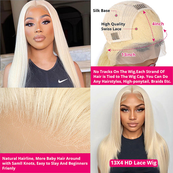 Lolly 30 Inch Bone Straight 613 Blonde Wigs 13x6 Glueless HD Lace Frontal Human Hair Wigs for Women
