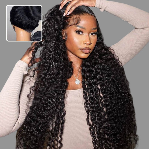 13x4 HD Full Lace Frontal Wig Invisi Drawstring Deep Wave Wig Pre Cut ...