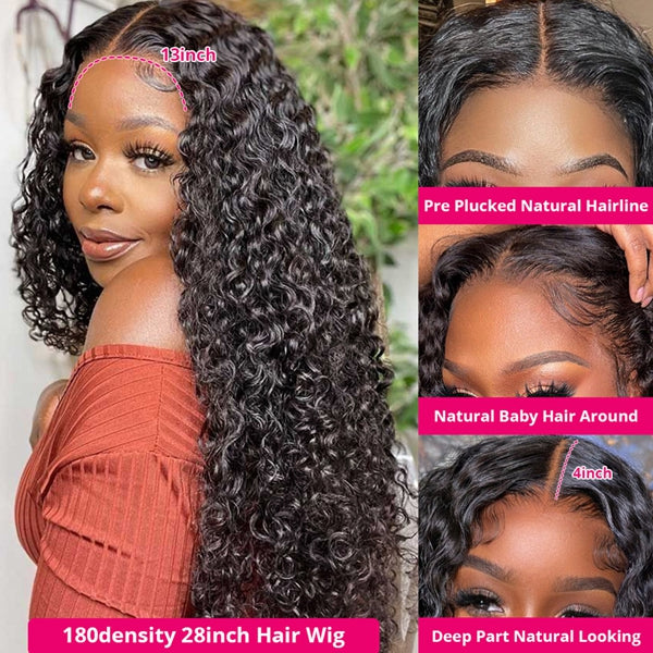 Pre Plucked Bleached Knots Wear Go Glueless Wigs Curly 13x4 HD Lace Front Human Hair Wigs