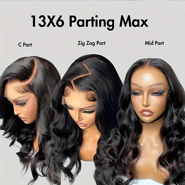 Lolly 13x6 HD Transparent Lace Front Wigs Body Wave Ready to Wear Glueless Human Hair Wigs Body Wave Pre Plucked Pre Bleached Knots Lace Wig