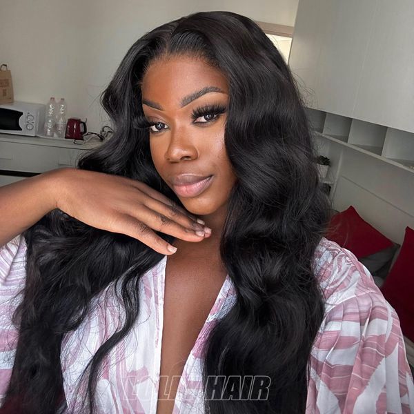 Lolly 13x6 HD Invisible Lace Front Wig Body Wave Tiny Knots Pre Plucked Wear Go Glueless Human Hair Wigs