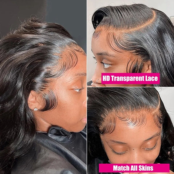 13x6 Body Wave Lace Front Wigs Pre Plucked Human Hair 13X6 HD Lace Frontal Wigs Ready to Wear 200% Density Brazilian Pre Bleached Knots Glueless Wigs For Women
