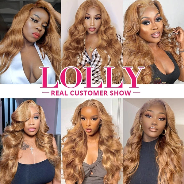 #27 Honey Blonde 13x4 13x6 HD Lace Front Wig 30 Inch Glueless Pre Plucked Body Wave Colored Human Hair Wigs