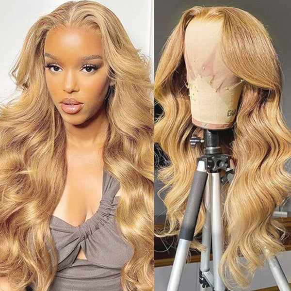 #27 Honey Blonde Body Wave 13x4 HD Lace Front Wig Glueless Colored Human Hair Wigs Wigs for Women