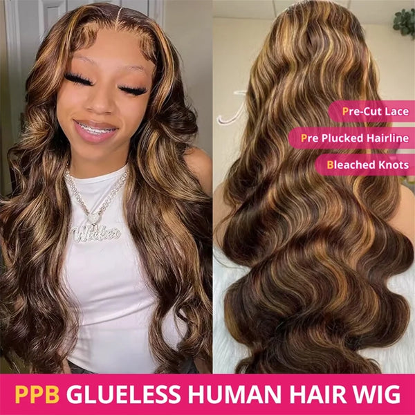 [30"=$199.99] Lolly 30inch Long P4/27 Wear Go 13x4 HD Glueless Lace Front Wigs Pre-plucked Highlight Colored Human Hair Wigs Flash Sale