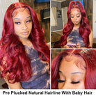 99J Lace Front Wig Burgundy Body Wave Human Hair Wigs HD Red Frontal Wig - LollyHair