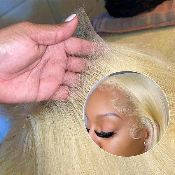 Lolly 613 Blonde Glueless Lace Front Wigs 13x4 Ready to Wear Pre Plucked & Pre-cut HD Lace Frontal Human Hair Wigs Short Bob Wigs