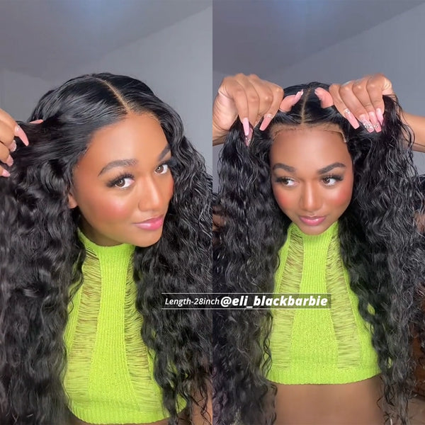 Lolly Invisible HD 13x4 Lace Front Wigs Water Wave Ready to Wear 5x5 Undetectable HD Lace Wig Glueless Pre Plucked Pre Bleached Knots Human Hair Wigs