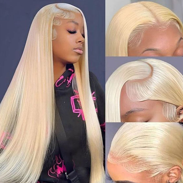 Lolly 40 Inch 613 Blonde Lace Front Wigs Straight 13x4 HD Transparent Glueless Human Hair Wigs