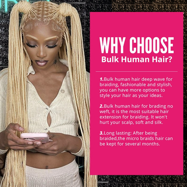 613 Blonde Deep Wave Bulk Human Hair For Braiding 100% Unprocessed Bulk Human Hair Extensions No Weft Human Hair For Braiding