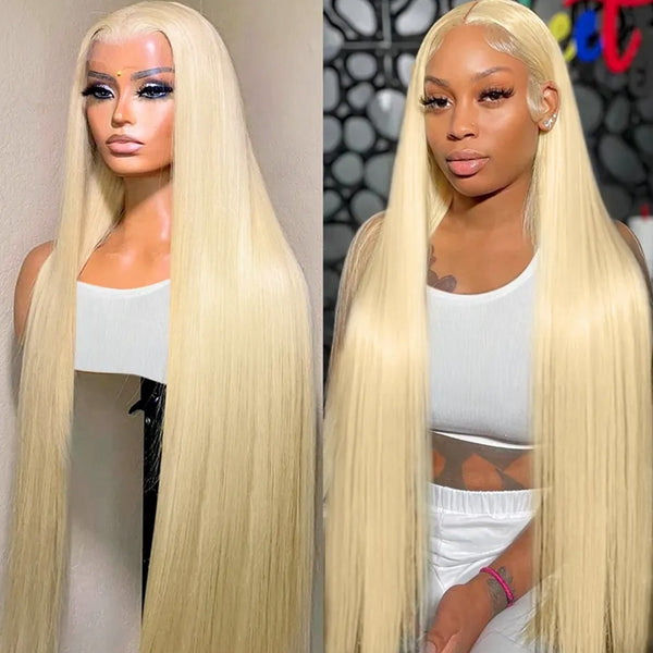 613 Blonde Glueless Lace Front Wig 30 inch HD Transparent 13x4 Straight Human Hair Wigs 250% High Density