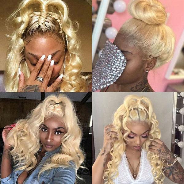 Lolly 613 Blonde Full Lace Wigs Body Wave Glueless Lace Front Wigs 250% Density Human Hair Wigs