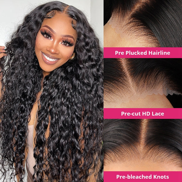 [28"=$169] Lolly Flash Sale Deep Wave Wear Go Glueless Wig 13x4 HD Lace Front Wigs Pre Bleached Knots Pre Plucked Human Hair Wigs