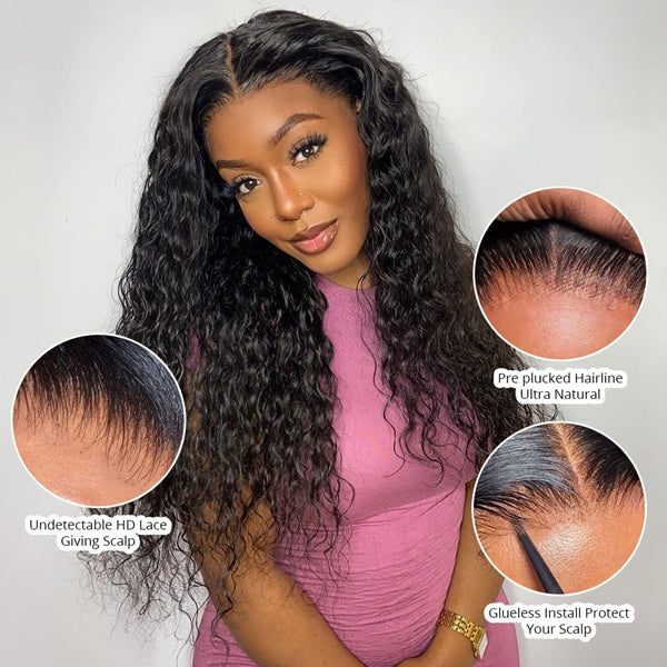 Flash Sale 13x4 HD Lace Front Wigs Human Hair Water Wave Wear Go Glueless Pre Bleached Knots Pre Plucked Lace Wig