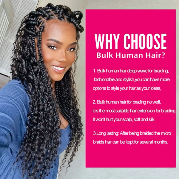 Lolly Bulk Human Hair Deep Wave Human Hair For Braiding No Weft Human Hair Bulk Extensions Brazilian Remy Hair