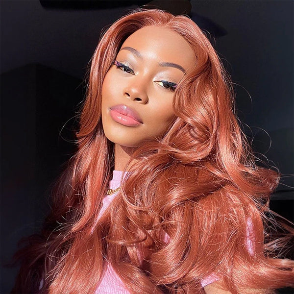 Lolly Hair New Arrival Brick Pink 13x4 HD Lace Front Wig Body Wave Colored Human Hair Wigs