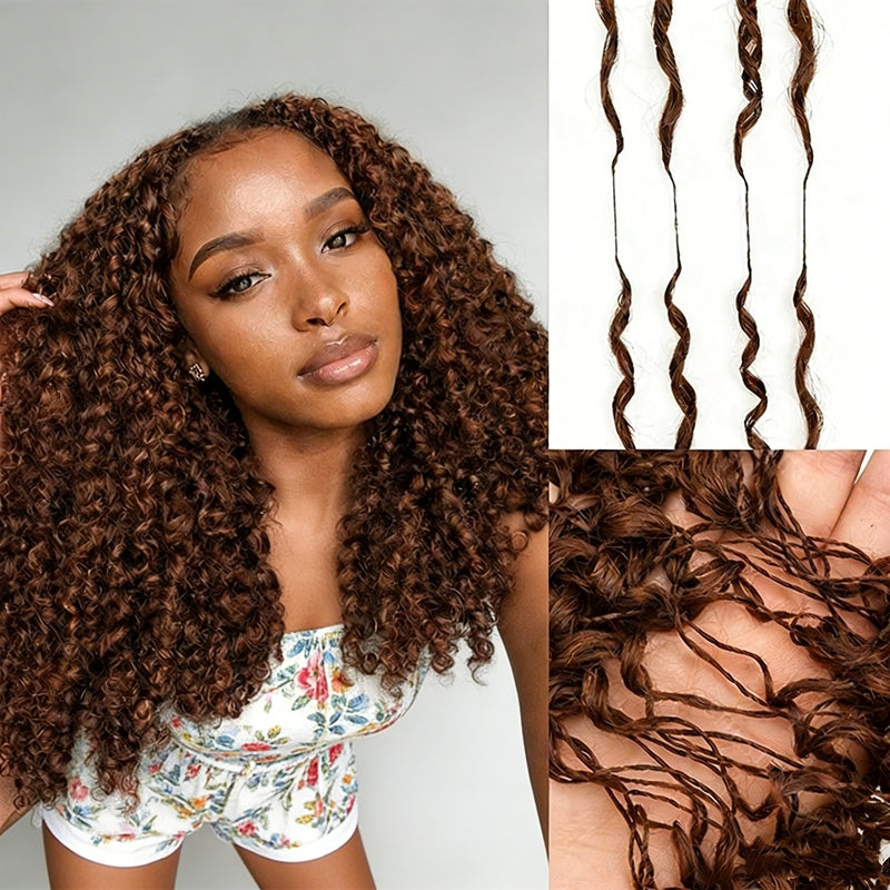 Chocolate Brown Deep Wave Crochet Human Hair Knotless Pre-Separated Co ...