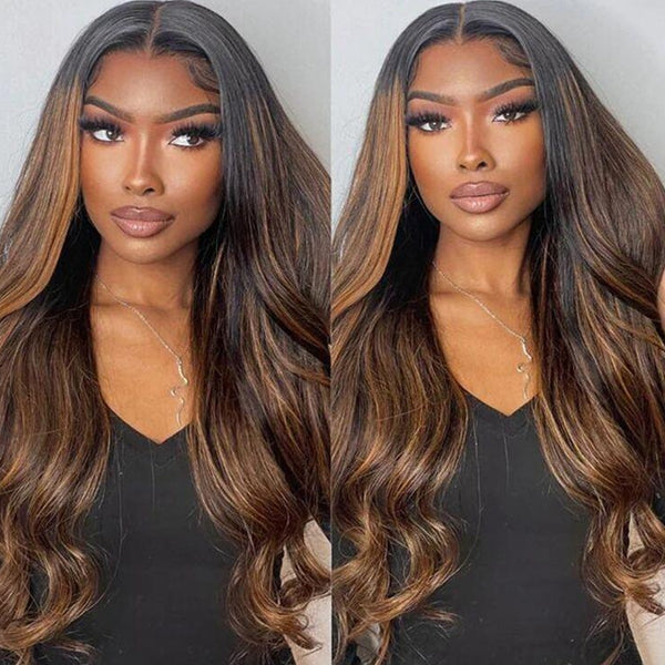 Highlight Blonde Balayage FB30 Body Wave Wear Go Glueless 13x4 HD Lace Front Wig Colored Human Hair Wigs