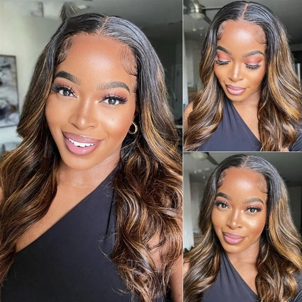 Highlight Blonde Balayage FB30 Body Wave Wear Go Glueless 13x4 HD Lace Front Wig Colored Human Hair Wigs