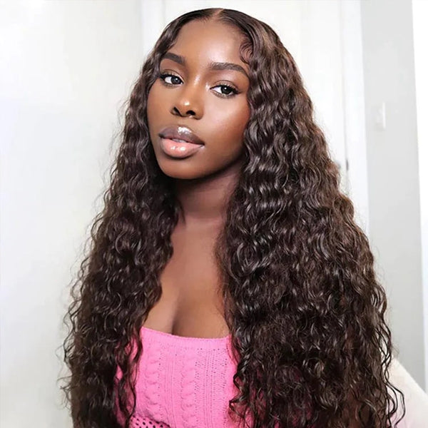 Lolly 5x5 13x4 Chestnut Dark Brown Glueless Lace Front Wig Deep Wave Wear Go Pre Plucked Colored Human Hair Wigs