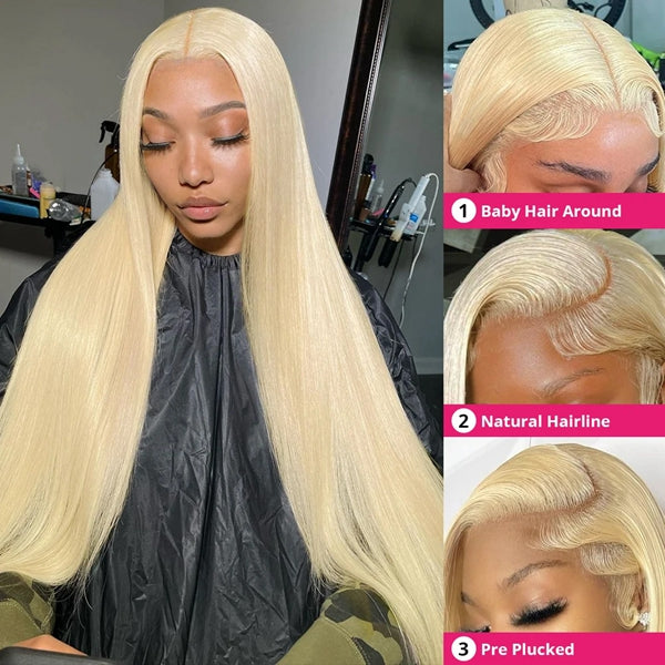 Lolly 613 Blonde 13x6 HD Lace Front Wig Pre Plucked Straight Human Hair Wigs
