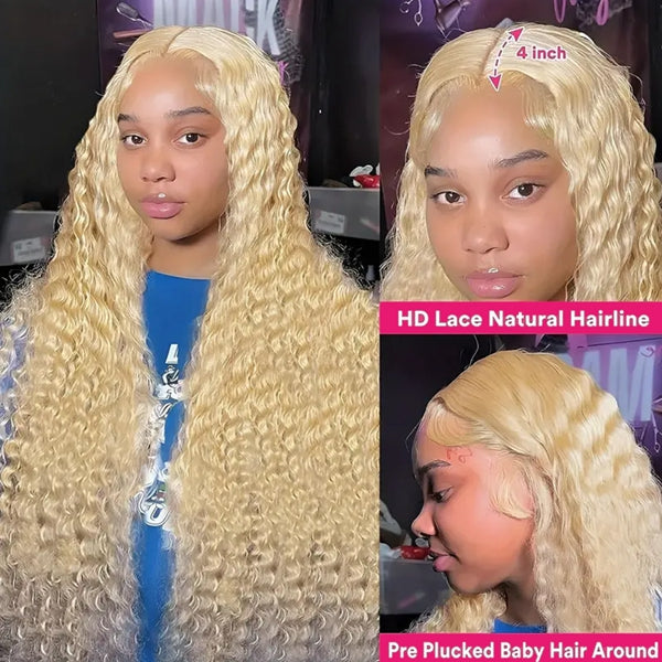Lolly 613 Blonde Deep Wave Wig Glueless 5x5 Wear and Go HD Lace Wig 13x4 HD Lace Frontal Human Hair Wigs