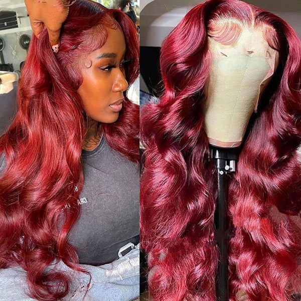 Lolly 99J Burgundy Wear Go Glueless Wigs Pre Plucked Bleached Knots 13 ...