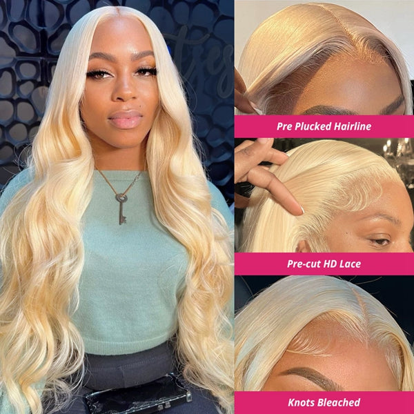 Lolly Blonde Wear Go Glueless Wig #613 5x5 Pre Cut HD Lace Wigs Body Wave 13x4 Lace Front Human Hair Wigs