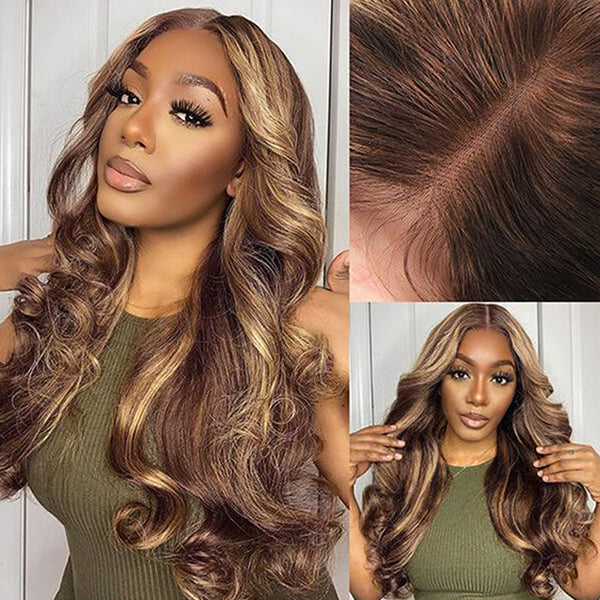 Lolly Bogo Free 13x4 Body Wave p4/27 Highlight Transparent Lace Front Human Hair Wigs Flash Sale