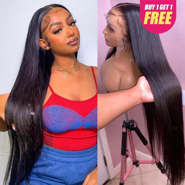 Lolly Bogo Free 13x6 Transparent Lace Front Wigs Straight Human Hair Wigs Pre Plucked Flash Sale