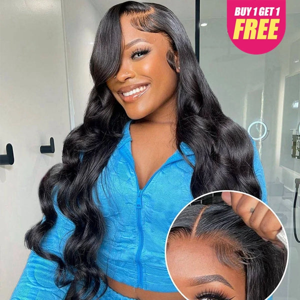 Lolly Bogo Free Body Wave 13x4 Glueless Lace Front Wigs Pre-Cut Pre-Plucked Human Hair Wigs Flash Sale