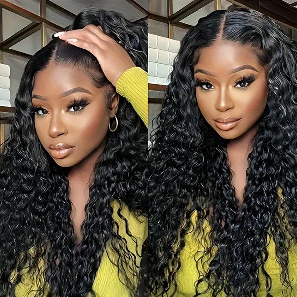Lolly Bogo Free Deep Wave Water Wave 4x4 Lace Closure Wig Natural Black Human Hair Wigs Flash Sale