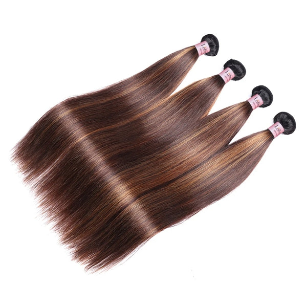 Lolly FB 30 Brown Highlight Bundles Straight Ombre Colored Remy Human Hair Bundles 1 3 4 Bundles Deal
