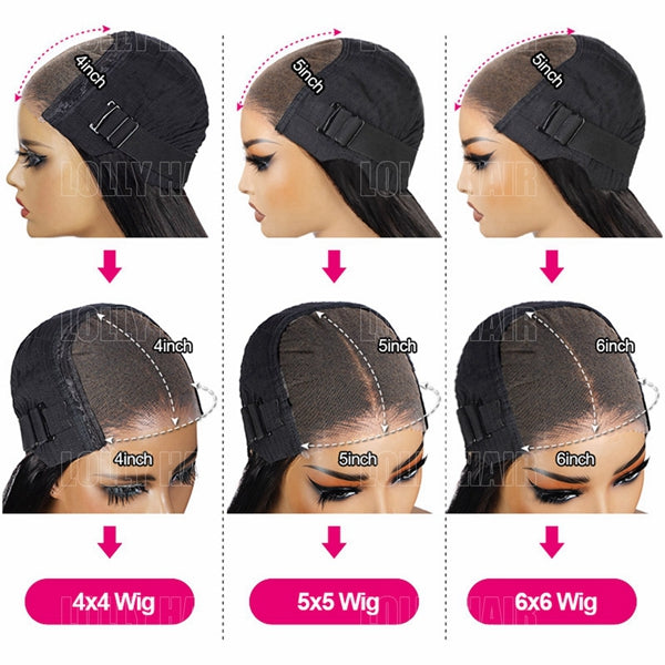 Lolly Glueless Wear Go Wigs Loose Deep Wave 3D Dome C-Cap Preplucked Pre cut HD Lace Closure Wigs